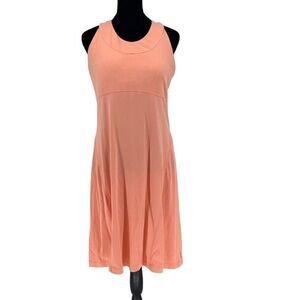 Lucy Activewear Jewel Neck Racerback Sleeveless Padded Athletic Dress Peach Larg